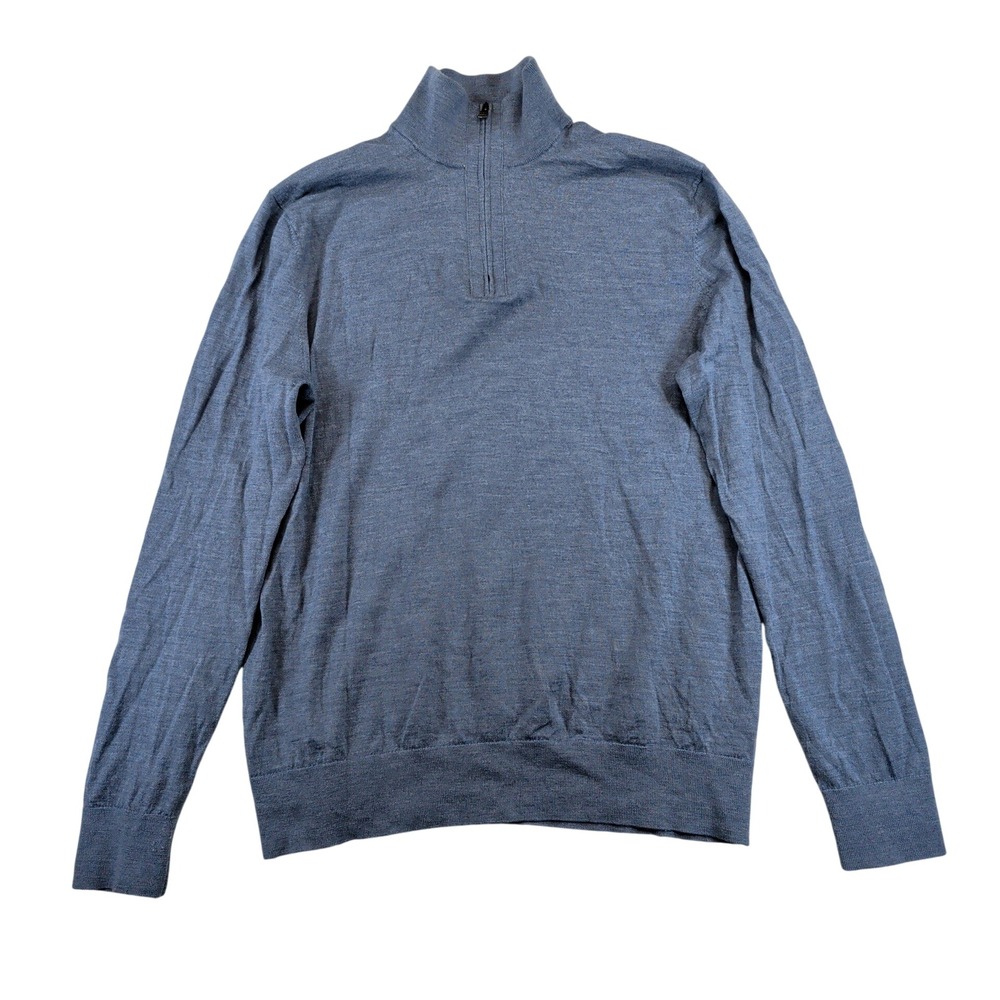 Banana Republic Mens Blue 100% Extra Fine Merino Wool Quarter Zip Sweater Large